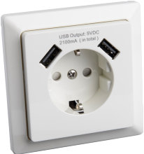 Stikkontakt 1V enkel m/jord USB